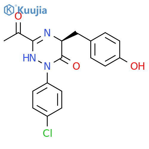 1,2,4-Triazin-6(1H)-one,3-acetyl-1-(4-chlorophenyl)-2,5-dihydro-5-[(4-hydroxyphenyl)methyl]-,(S)- structure