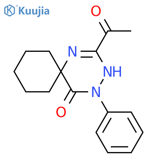 1,3,4-Triazaspiro[5.5]undec-1-en-5-one, 2-acetyl-4-phenyl- structure