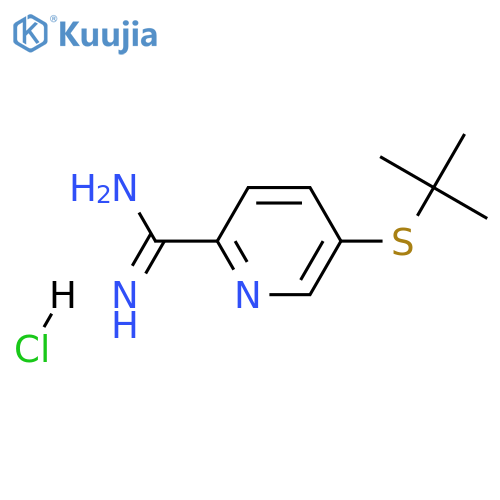 5-(tert-butylsulfanyl)pyridine-2-carboximidamide hydrochloride structure