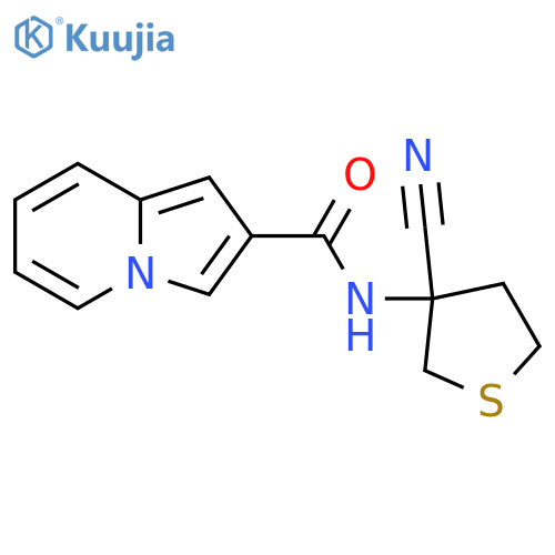 N-(3-cyanothiolan-3-yl)indolizine-2-carboxamide structure