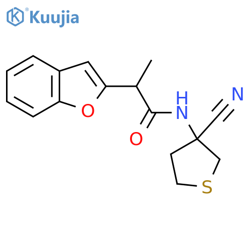2-(1-benzofuran-2-yl)-N-(3-cyanothiolan-3-yl)propanamide structure