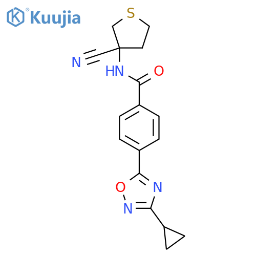 N-(3-cyanothiolan-3-yl)-4-(3-cyclopropyl-1,2,4-oxadiazol-5-yl)benzamide structure
