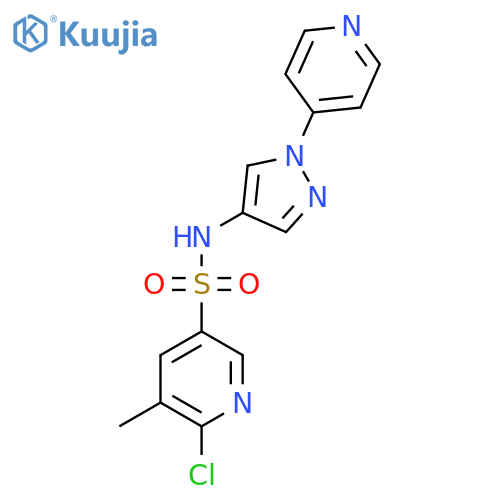 6-chloro-5-methyl-N-[1-(pyridin-4-yl)-1H-pyrazol-4-yl]pyridine-3-sulfonamide structure