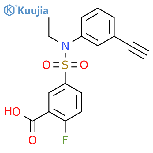 5-(N-Ethyl-N-(3-ethynylphenyl)sulfamoyl)-2-fluorobenzoic acid structure