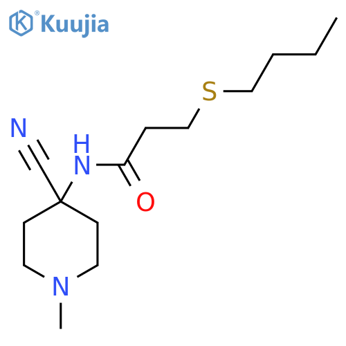 3-(butylsulfanyl)-N-(4-cyano-1-methylpiperidin-4-yl)propanamide structure