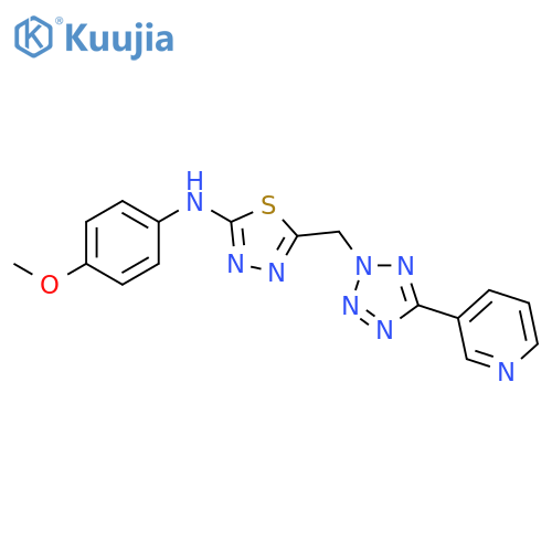 1,3,4-Thiadiazol-2-amine,N-(4-methoxyphenyl)-5-[[5-(3-pyridinyl)-2H-tetrazol-2-yl]methyl]- structure