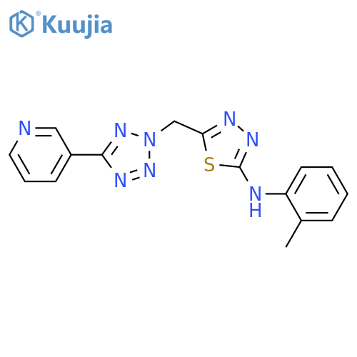 1,3,4-Thiadiazol-2-amine, N-(2-methylphenyl)-5-[[5-(3-pyridinyl)-2H-tetrazol-2-yl]methyl]- structure