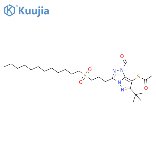 Ethanethioic acid,S-[1-acetyl-6-(1,1-dimethylethyl)-3-[3-(dodecylsulfonyl)propyl]-1H-pyrazolo[5,1-c]-1,2,4-triazol-7-yl] ester structure