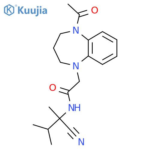 2-(5-acetyl-2,3,4,5-tetrahydro-1H-1,5-benzodiazepin-1-yl)-N-(1-cyano-1,2-dimethylpropyl)acetamide structure