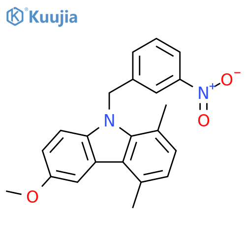 9H-Carbazole, 6-methoxy-1,4-dimethyl-9-[(3-nitrophenyl)methyl]- structure