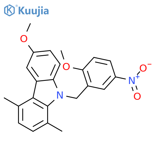 9H-Carbazole,6-methoxy-9-[(2-methoxy-5-nitrophenyl)methyl]-1,4-dimethyl- structure