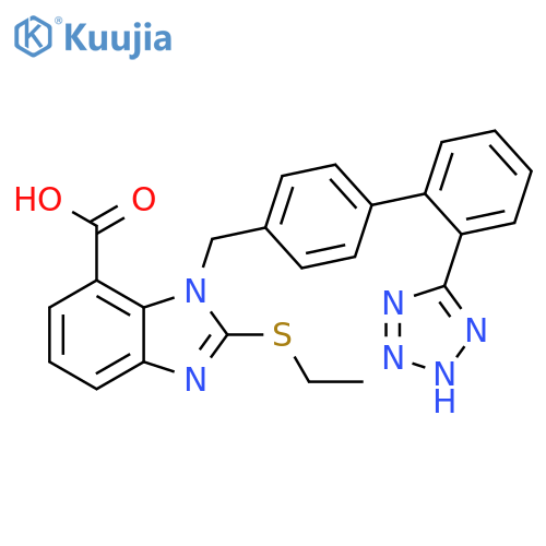 1H-Benzimidazole-7-carboxylic acid,2-(ethylthio)-1-[[2'-(1H-tetrazol-5-yl)[1,1'-biphenyl]-4-yl]methyl]- structure