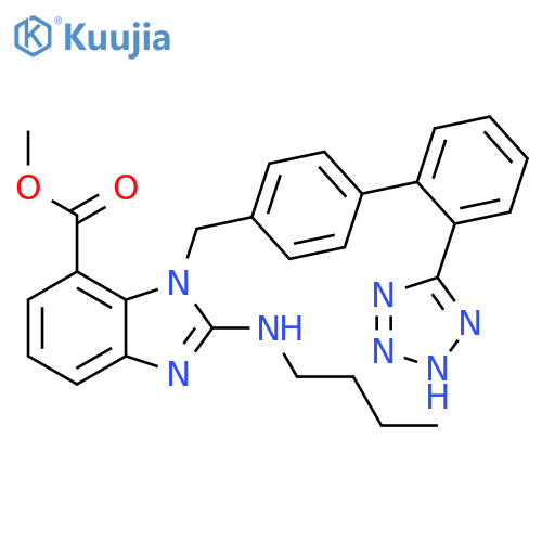 1H-Benzimidazole-7-carboxylic acid,2-(butylamino)-1-[[2'-(1H-tetrazol-5-yl)[1,1'-biphenyl]-4-yl]methyl]-, methylester structure