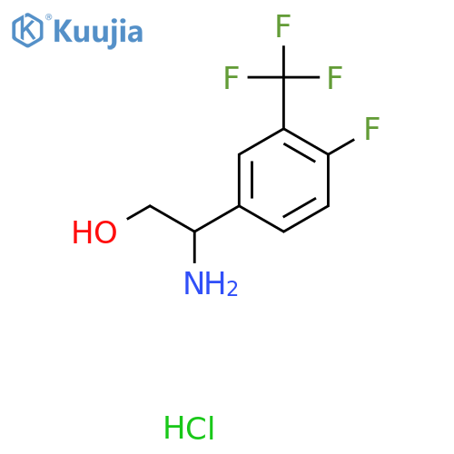 2-Amino-2-(4-fluoro-3-(trifluoromethyl)phenyl)ethanol hydrochloride structure