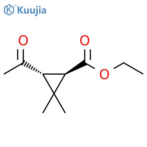 Cyclopropanecarboxylic acid, 3-acetyl-2,2-dimethyl-, ethyl ester, trans- structure