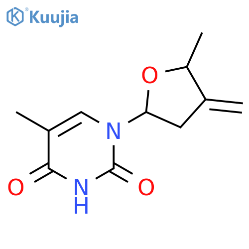 2,4(1H,3H)-Pyrimidinedione,5-methyl-1-(tetrahydro-5-methyl-4-methylene-2-furanyl)- structure