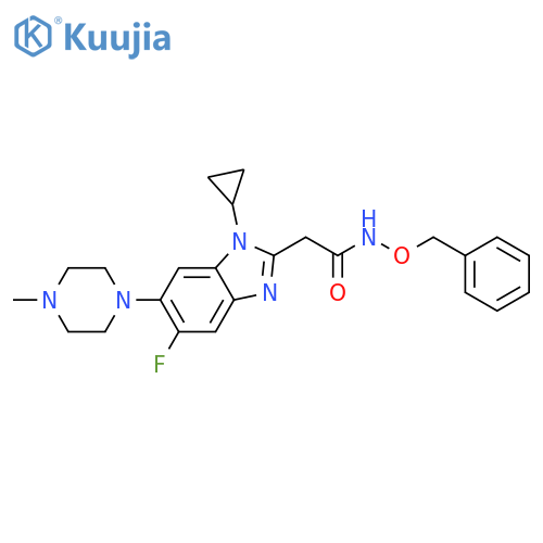 1H-Benzimidazole-2-acetamide,1-cyclopropyl-5-fluoro-6-(4-methyl-1-piperazinyl)-N-(phenylmethoxy)- structure