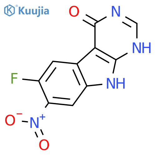 4H-Pyrimido[4,5-b]indol-4-one, 6-fluoro-1,9-dihydro-7-nitro- structure