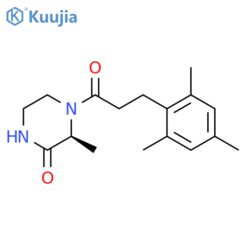 (3S)-3-Methyl-4-[1-oxo-3-(2,4,6-trimethylphenyl)propyl]-2-piperazinone structure