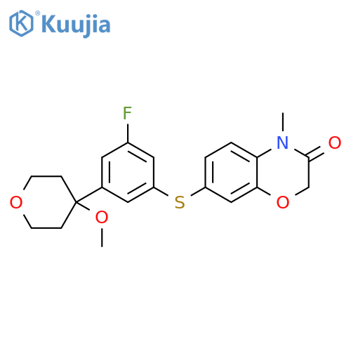 2H-1,4-Benzoxazin-3(4H)-one,7-[[3-fluoro-5-(tetrahydro-4-methoxy-2H-pyran-4-yl)phenyl]thio]-4-methyl- structure