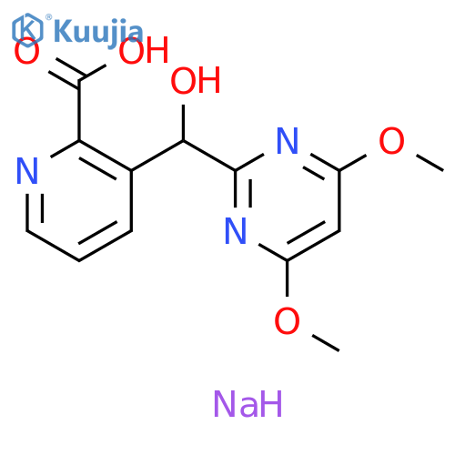 2-Pyridinecarboxylic acid,3-[(4,6-dimethoxy-2-pyrimidinyl)hydroxymethyl]-, monosodium salt structure