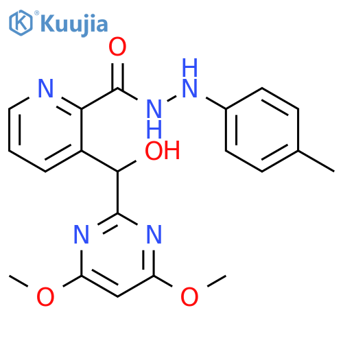 2-Pyridinecarboxylic acid, 3-[(4,6-dimethoxy-2-pyrimidinyl)hydroxymethyl]-, 2-(4-methylphenyl)hydrazide structure