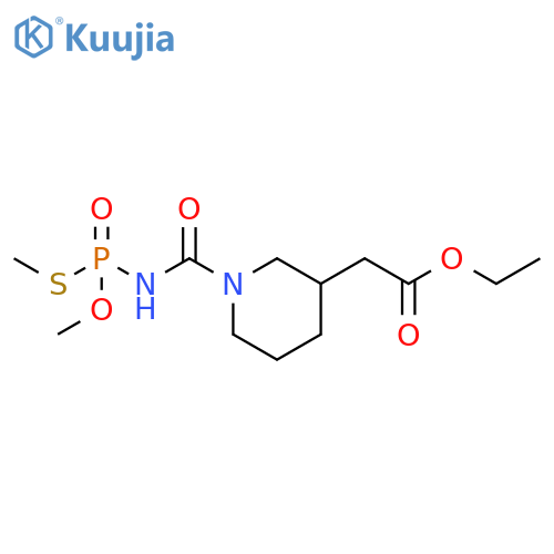 3-Piperidineacetic acid,1-[[[methoxy(methylthio)phosphinyl]amino]carbonyl]-, ethyl ester structure