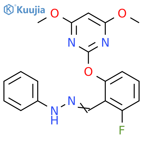 Benzaldehyde, 2-[(4,6-dimethoxy-2-pyrimidinyl)oxy]-6-fluoro-,phenylhydrazone structure