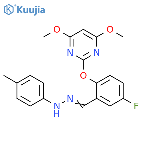 Benzaldehyde, 2-[(4,6-dimethoxy-2-pyrimidinyl)oxy]-5-fluoro-, 2-(4-methylphenyl)hydrazone structure