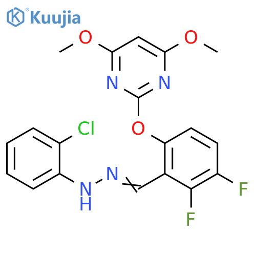 Benzaldehyde, 6-[(4,6-dimethoxy-2-pyrimidinyl)oxy]-2,3-difluoro-, 2-(2-chlorophenyl)hydrazone structure
