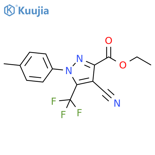 1H-Pyrazole-3-carboxylic acid, 4-cyano-1-(4-methylphenyl)-5-(trifluoromethyl)-, ethyl ester structure
