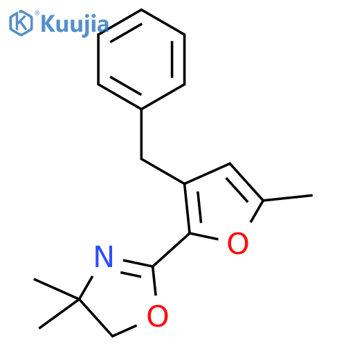 Oxazole,4,5-dihydro-4,4-dimethyl-2-[5-methyl-3-(phenylmethyl)-2-furanyl]- structure