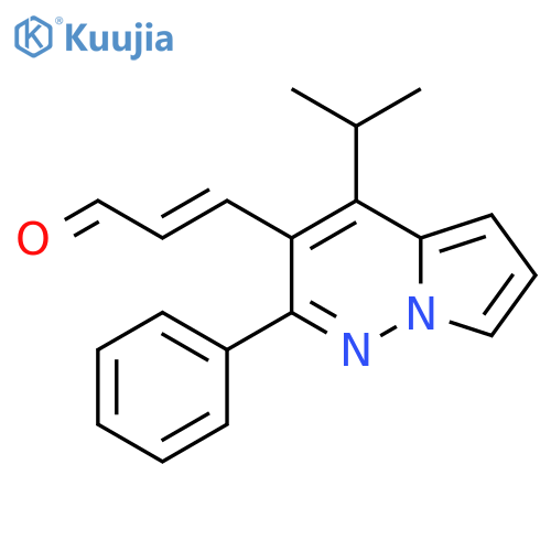 2-Propenal, 3-[4-(1-methylethyl)-2-phenylpyrrolo[1,2-b]pyridazin-3-yl]-,(E)- structure