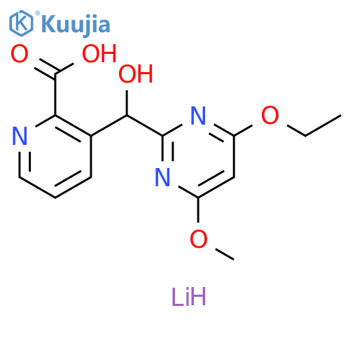 2-Pyridinecarboxylic acid, 3-[(4-ethoxy-6-methoxy-2-pyrimidinyl)hydroxymethyl]-, lithium salt (1:1) structure