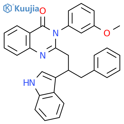 4(3H)-Quinazolinone,2-[2-(1H-indol-3-yl)-3-phenylpropyl]-3-(3-methoxyphenyl)- structure