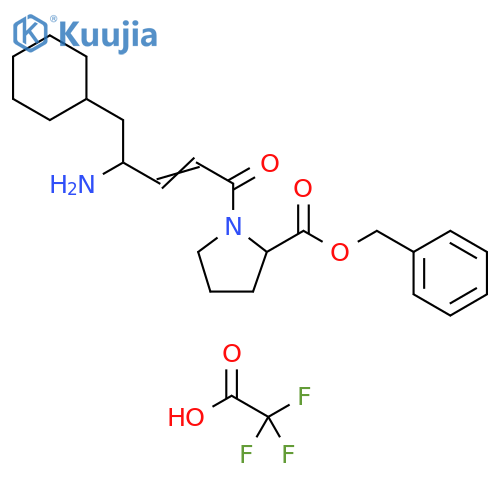 L-Proline, 1-(4-amino-5-cyclohexyl-1-oxo-2-pentenyl)-, phenylmethylester, (S)-, bis(trifluoroacetate) structure