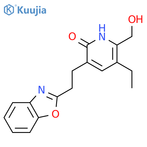 3-[2-(1,3-benzoxazol-2-yl)ethyl]-5-ethyl-6-(hydroxymethyl)pyridin-2(1H)-one structure
