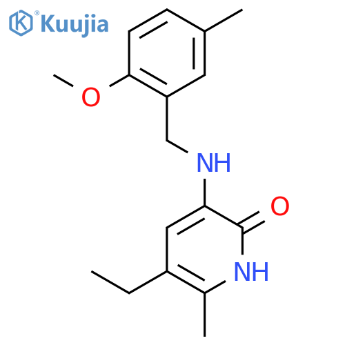5-ethyl-3-[(2-methoxy-5-methylbenzyl)amino]-6-methylpyridin-2(1H)-one structure