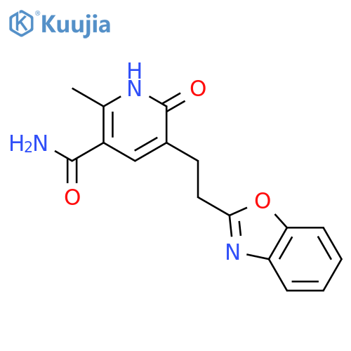 3-Pyridinecarboxamide,5-[2-(2-benzoxazolyl)ethyl]-1,6-dihydro-2-methyl-6-oxo- structure