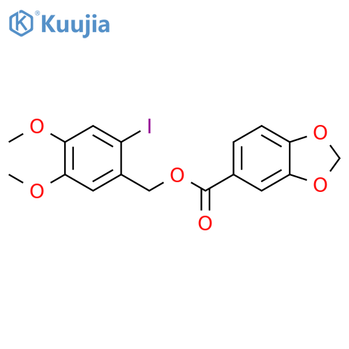 1,3-Benzodioxole-5-carboxylic acid,(2-iodo-4,5-dimethoxyphenyl)methyl ester structure