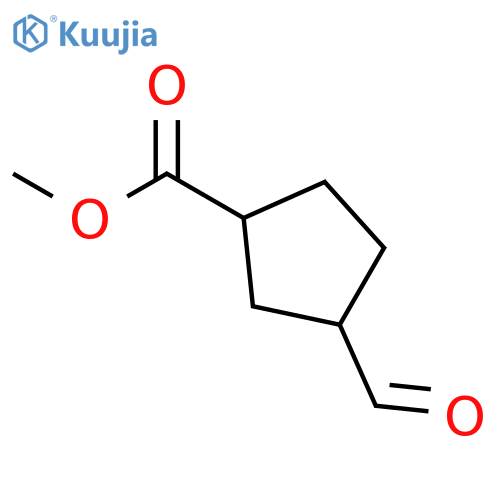 Cyclopentanecarboxylic acid, 3-formyl-, methyl ester, trans- (9CI) structure