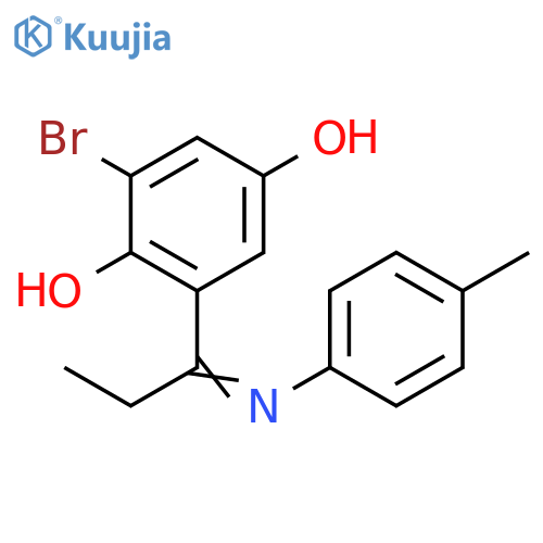 1,4-Benzenediol, 2-bromo-6-[1-[(4-methylphenyl)imino]propyl]- structure