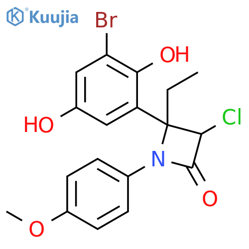 2-Azetidinone,4-(3-bromo-2,5-dihydroxyphenyl)-3-chloro-4-ethyl-1-(4-methoxyphenyl)- structure