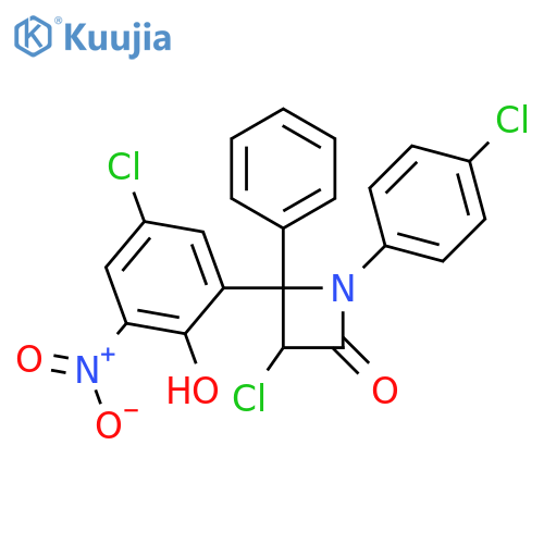 2-Azetidinone,3-chloro-4-(5-chloro-2-hydroxy-3-nitrophenyl)-1-(4-chlorophenyl)-4-phenyl- structure