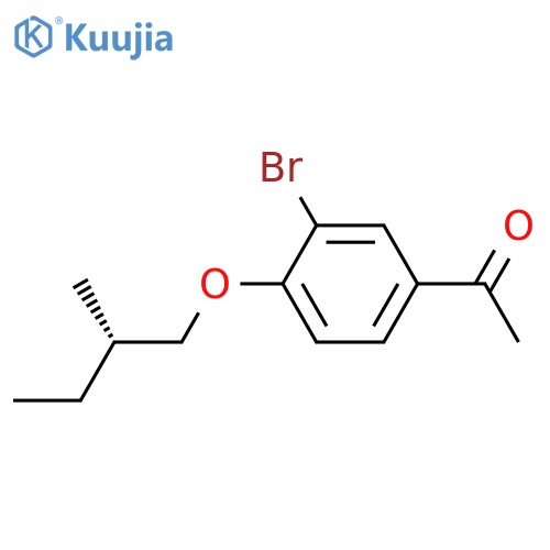 Ethanone, 1-[3-bromo-4-(2-methylbutoxy)phenyl]-, (S)- (9CI) structure