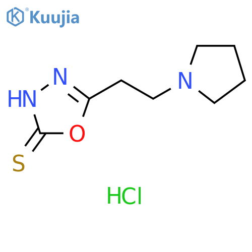1,3,4-Oxadiazole-2(3H)-thione, 5-[2-(1-pyrrolidinyl)ethyl]-, hydrochloride (1:1) structure