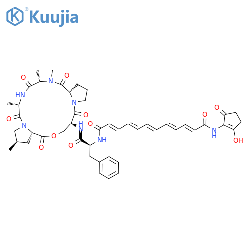 L-Proline,N-[(2E,4E,6E,8E,10E)-12-[(2-hydroxy-5-oxo-1-cyclopenten-1-yl)amino]-1,12-dioxo-2,4,6,8,10-dodecapentaen-1-yl]-L-phenylalanyl-L-seryl-L-prolyl-N-methyl-L-alanyl-L-alanyl-4-methyl-,(6&reg;2)-lactone, (4R)- structure