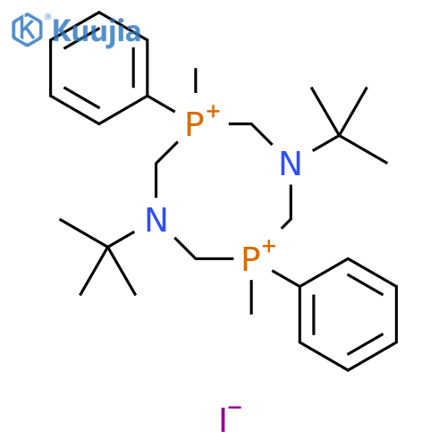 1,5,3,7-Diazadiphosphocinium,1,5-bis(1,1-dimethylethyl)octahydro-3,7-dimethyl-3,7-diphenyl-, diiodide structure