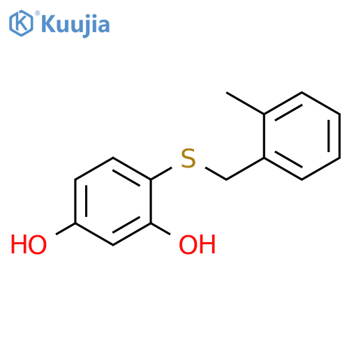 1,3-Benzenediol, 4-[[(2-methylphenyl)methyl]thio]- structure