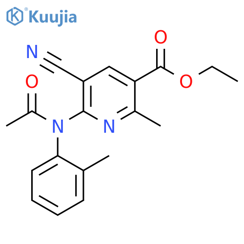 3-Pyridinecarboxylic acid,6-[acetyl(2-methylphenyl)amino]-5-cyano-2-methyl-, ethyl ester structure